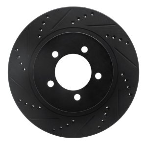 Ford Explorer Brake Rotor (1) - Front Left - R1 Concepts - Drilled & Slotted - Black - `02-`05